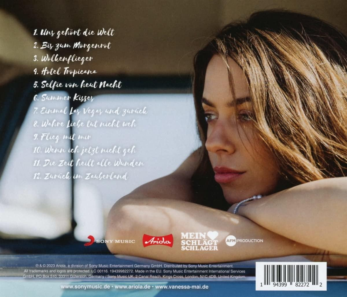 Ein CD-Cover mit dem Gesicht einer Frau und Songtiteln auf Deutsch.