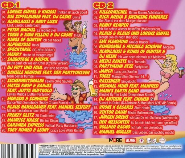 CD-Cover mit verschiedenen Songtiteln und Bildern von Leuten, die Spaß haben.