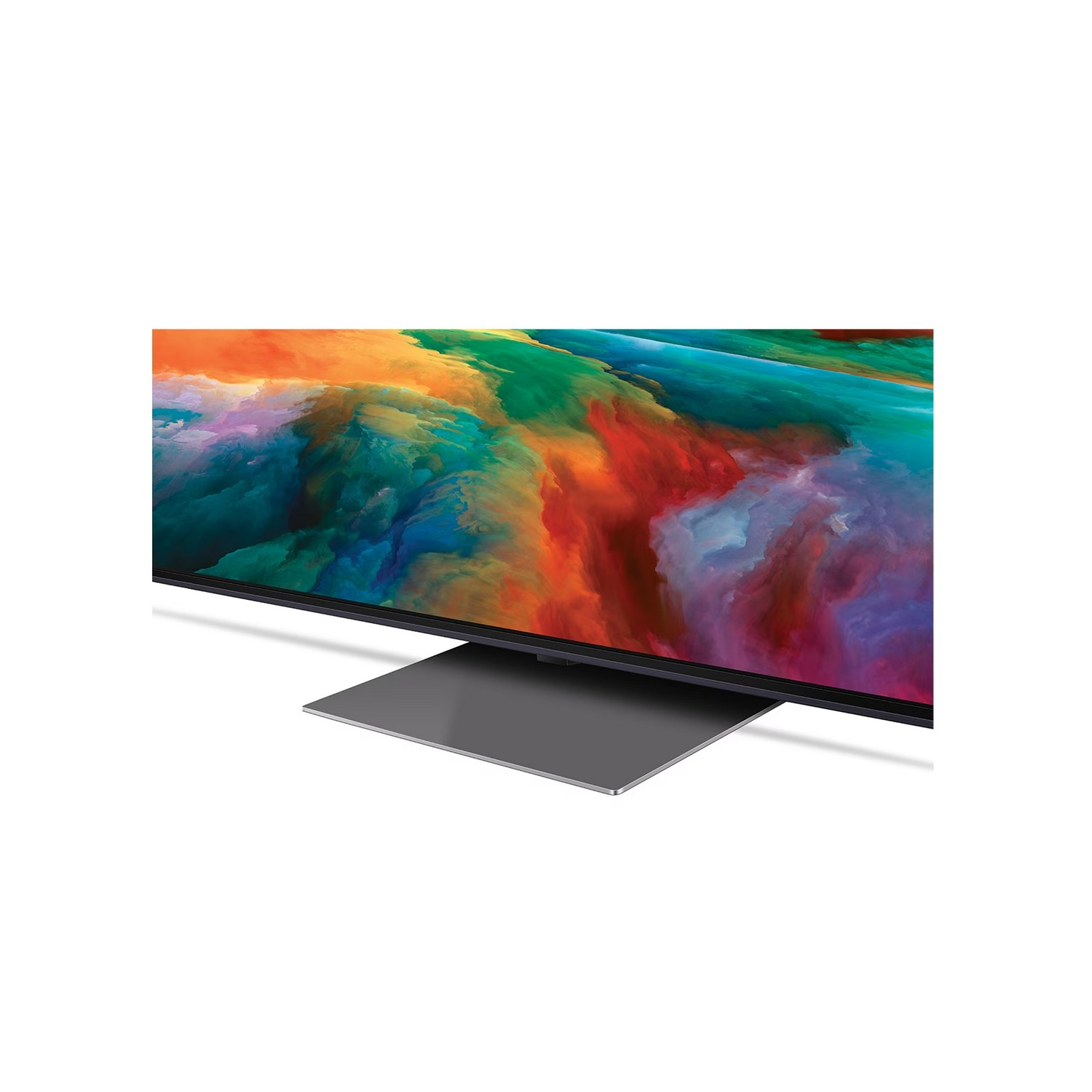 Un écran de télévision affichant une image abstraite et colorée.