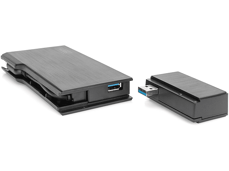 DIGITUS Travel Docking Station USB 3.0, HDMI, VGA, Gb-LAN, SD + MicroSD Kartenleser, USB-C Adapter, Silber — Foto 4 von 5