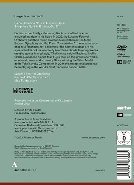 Die Rückseite einer DVD-Hülle zeigt Text über eine klassische Musikaufführung, mit Logos und grünem Hintergrund.