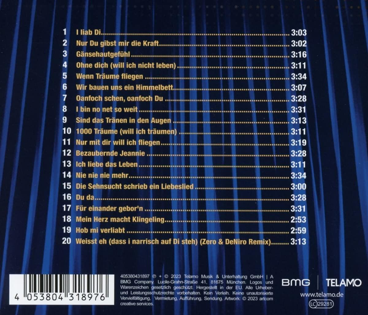 Ein CD-Cover mit Titelliste und Künstlerinformationen. Das Cover ist blau und weiß.
