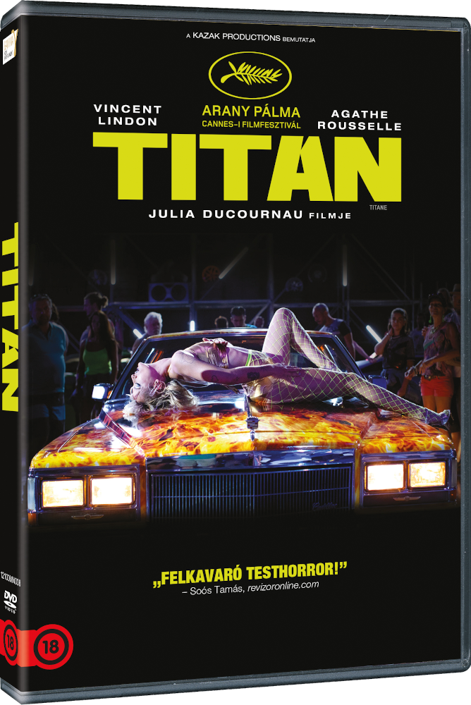 Egy DVD tok egy nővel egy autón, a 'Titan' címmel és a film részleteivel.