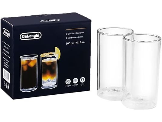 DE-LONGHI Cold Brew Coffee, 300 ml 2 pezzi - Set di bicchieri a doppia parete