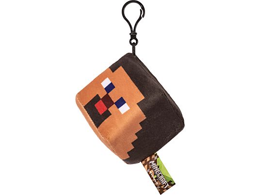 UNITED INDEPENDENT ENTERTAIN Minecraft: Clip-on - Steve Head - Pendentif en peluche (Marron/noir/rouge)