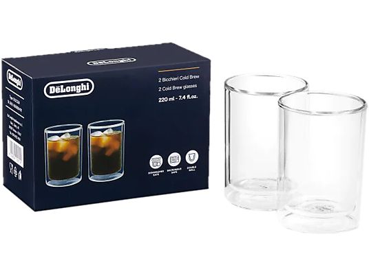 DE-LONGHI Cold Brew Coffee, 220 ml 2 pezzi - Set di bicchieri a doppia parete
