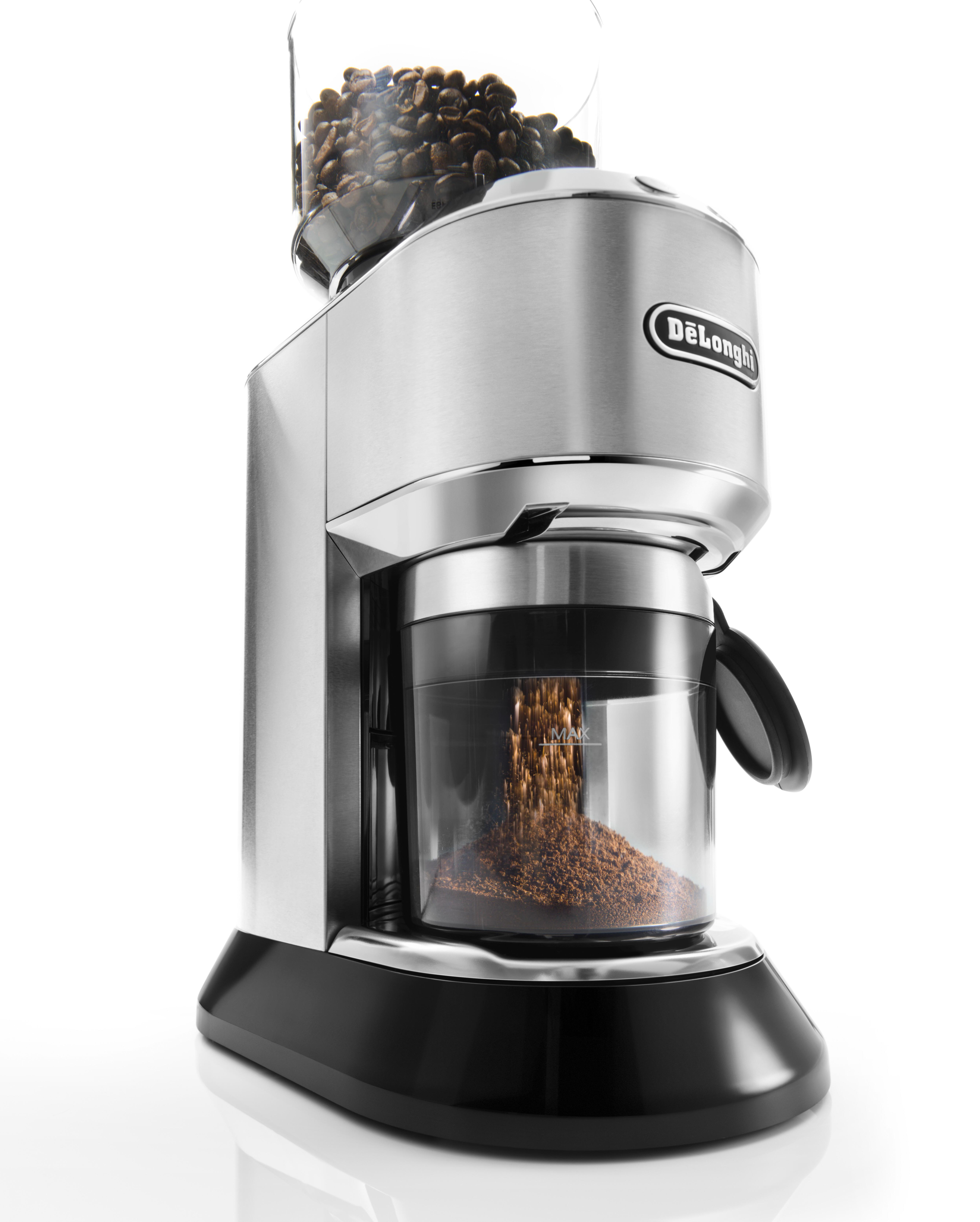 DELONGHI Dedica KG521.M Kaffeemühle Silber/Schwarz 150 Watt, Edelstahl-Kegelmahlwerk