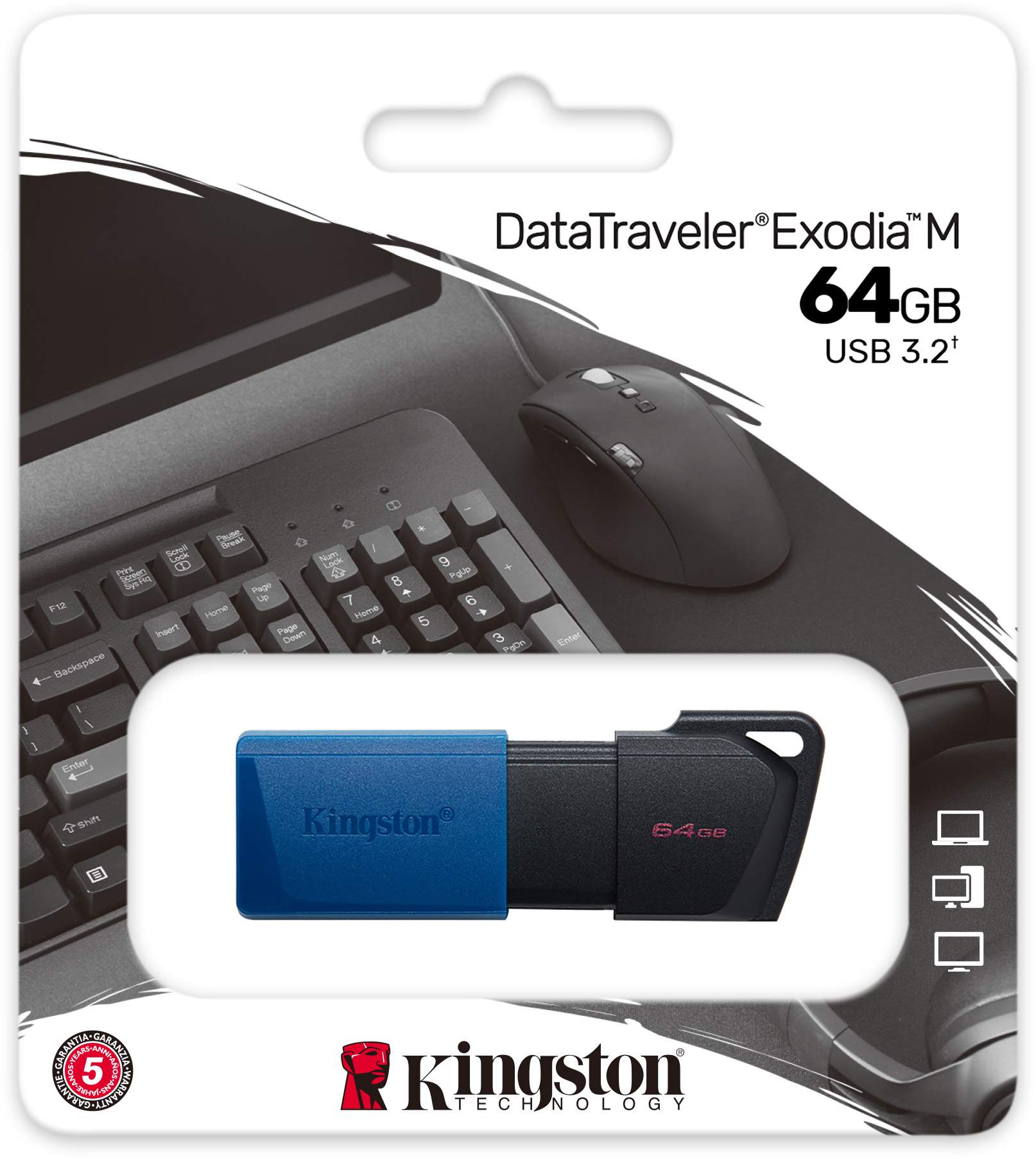 Kingston DataTraveler Exodia M 64GB USB 3.2 Flash-Laufwerk in Verpackung.
