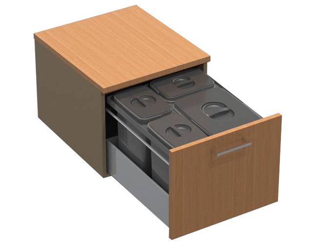 EKOTECH Beépíthető hulladékgyűjtő/kuka JAZZ 45 1x15 liter+3x7 liter