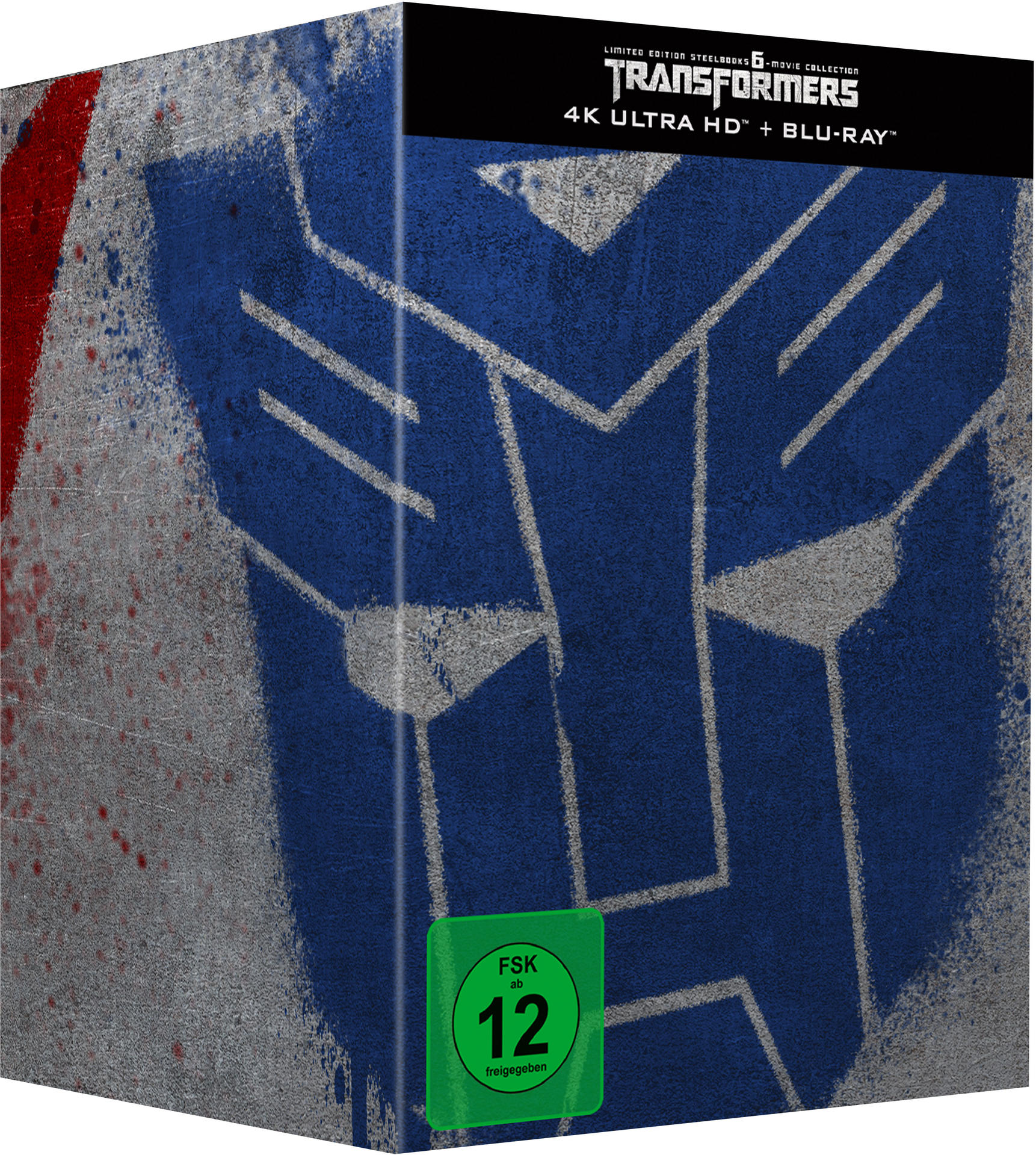 Ein Transformers Blu-ray Box-Set mit dem Logo-Design und einem grünen FSK 12 Aufkleber.