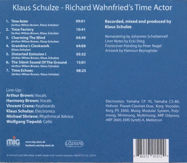 Albumcover: Text auf blauem Hintergrund, Titelliste, Musikerliste und Copyright-Informationen.