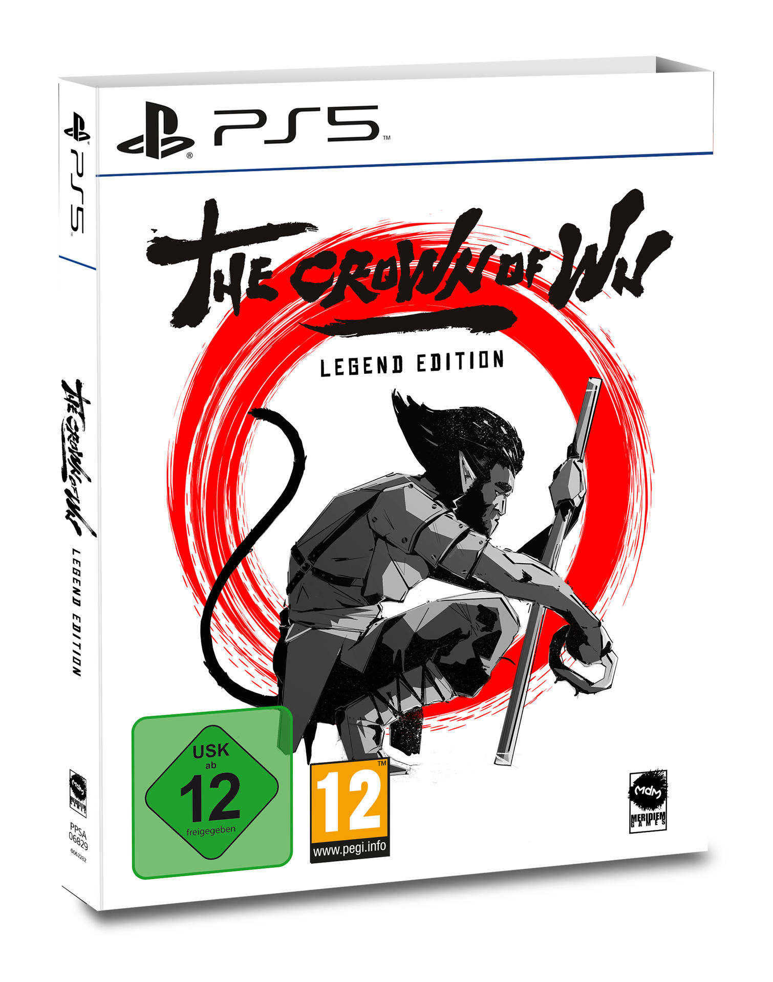 Eine PS5-Spielbox mit einem stilisierten Affencharakter und einem großen roten Kreis.
