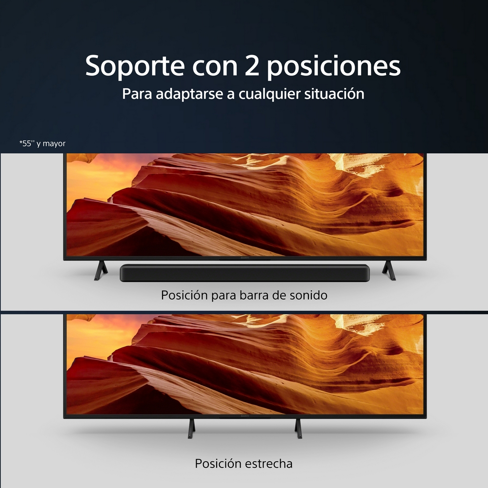 Dos televisores con diferentes posiciones de soporte, con texto.