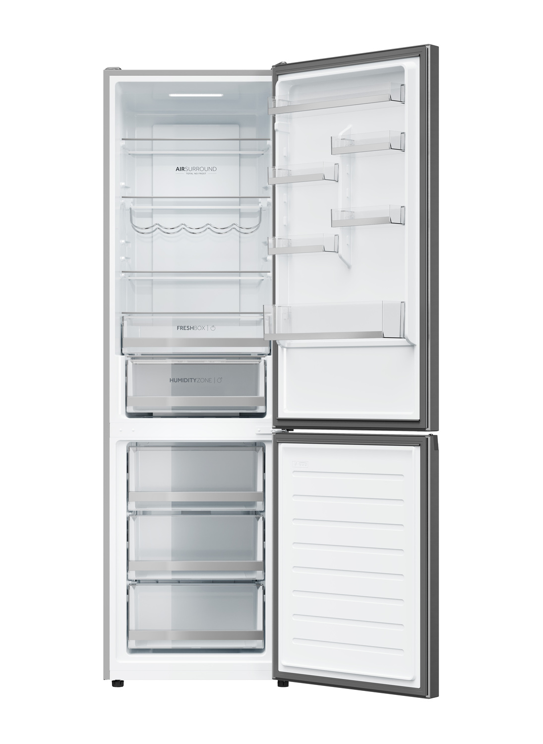 Frigorífico combi - Haier 2D HDW3620DNPK, No Frost, 200 cm, 377 l, Motor Inverter, Botellero, Wi-Fi, Inox