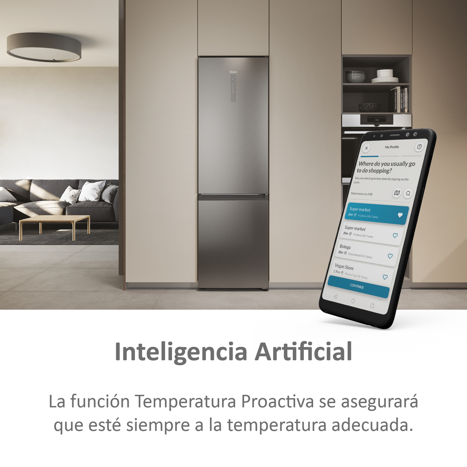 Frigorífico combi - Haier 2D HDW3620DNPK, No Frost, 200 cm, 377 l, Motor Inverter, Botellero, Wi-Fi, Inox