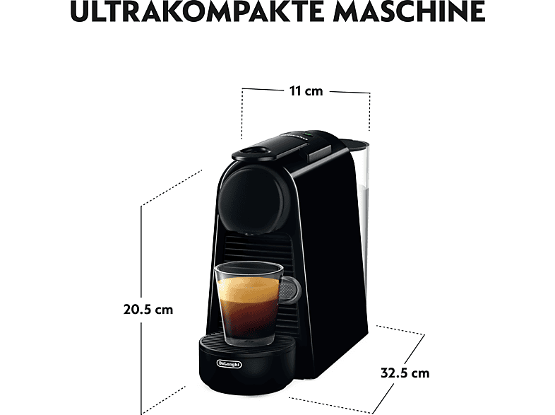 DELONGHI Nespresso Essenza Mini EN85.B, stylisches, kompaktes Design, schnelle Aufheizzeit, einfache Bedienung, Kapselmaschine Schwarz