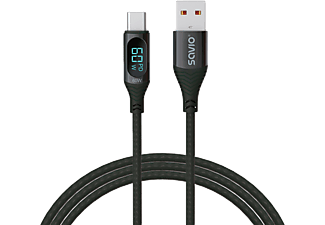SAVIO USB-A / USB Type-C prémium összekötő kábel kijelzővel, USB 2.0, 1 méter (CL-172)