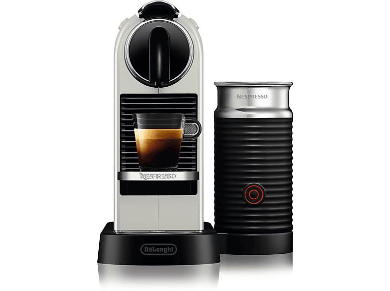 DELONGHI Nespresso Citiz EN267.WAE, stylisch schlankes Design auch für hohe Gläser, cremiger Milchschaum, einfache Bedienung, Kapselmaschine Weiß