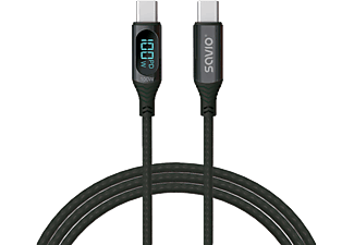 SAVIO USB Type-C prémium összekötő kábel kijelzővel, USB 2.0, 1 méter (CL-174)