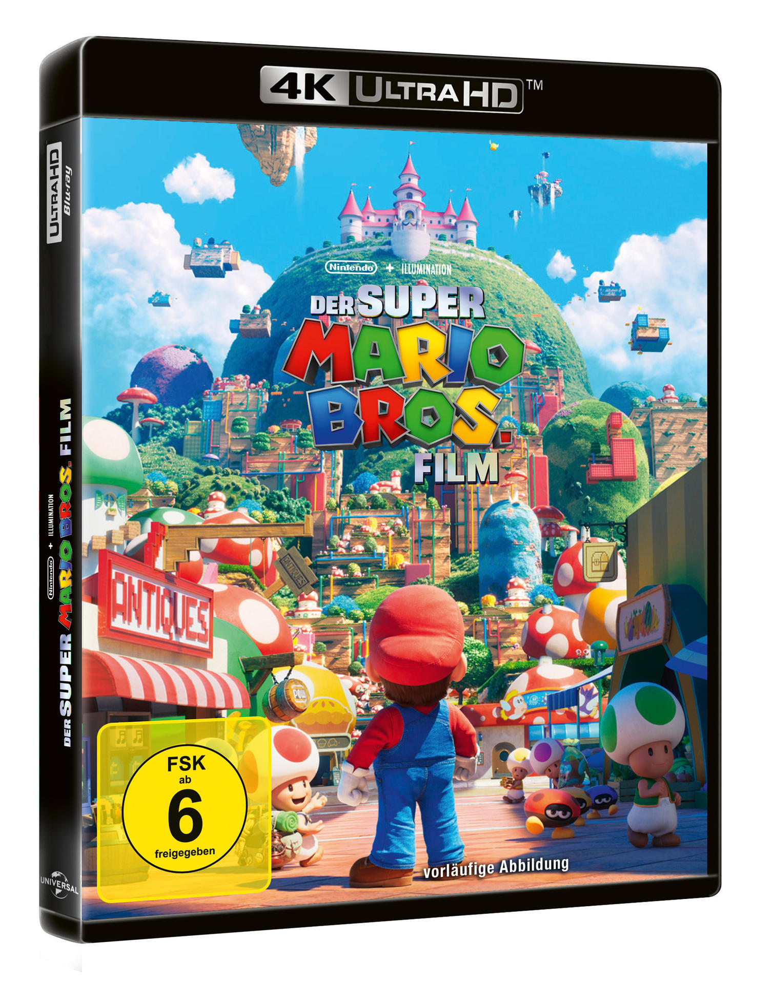 Eine DVD-Hülle von 'Der Super Mario Bros. Film'. Mario und andere Charaktere sind abgebildet.