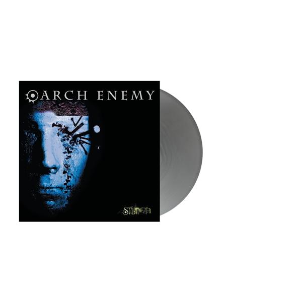 Vinil lemez az 'ARCH ENEMY' zenekar nevével és a 'STORM' album címével fekete háttéren.