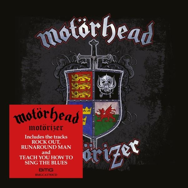 Album borító Motörhead pajzslógóval, szöveg: Motorizer, a Rock Out, Runaround Man dalokat tartalmazza.