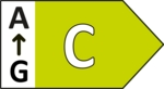Ein grün-gelbes Energieeffizienzlabel mit einem nach oben zeigenden Pfeil zum Buchstaben A.