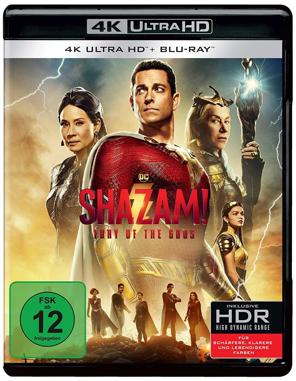 Filmcover von Shazam! Fury of the Gods mit Schauspielern und Text über den Film.