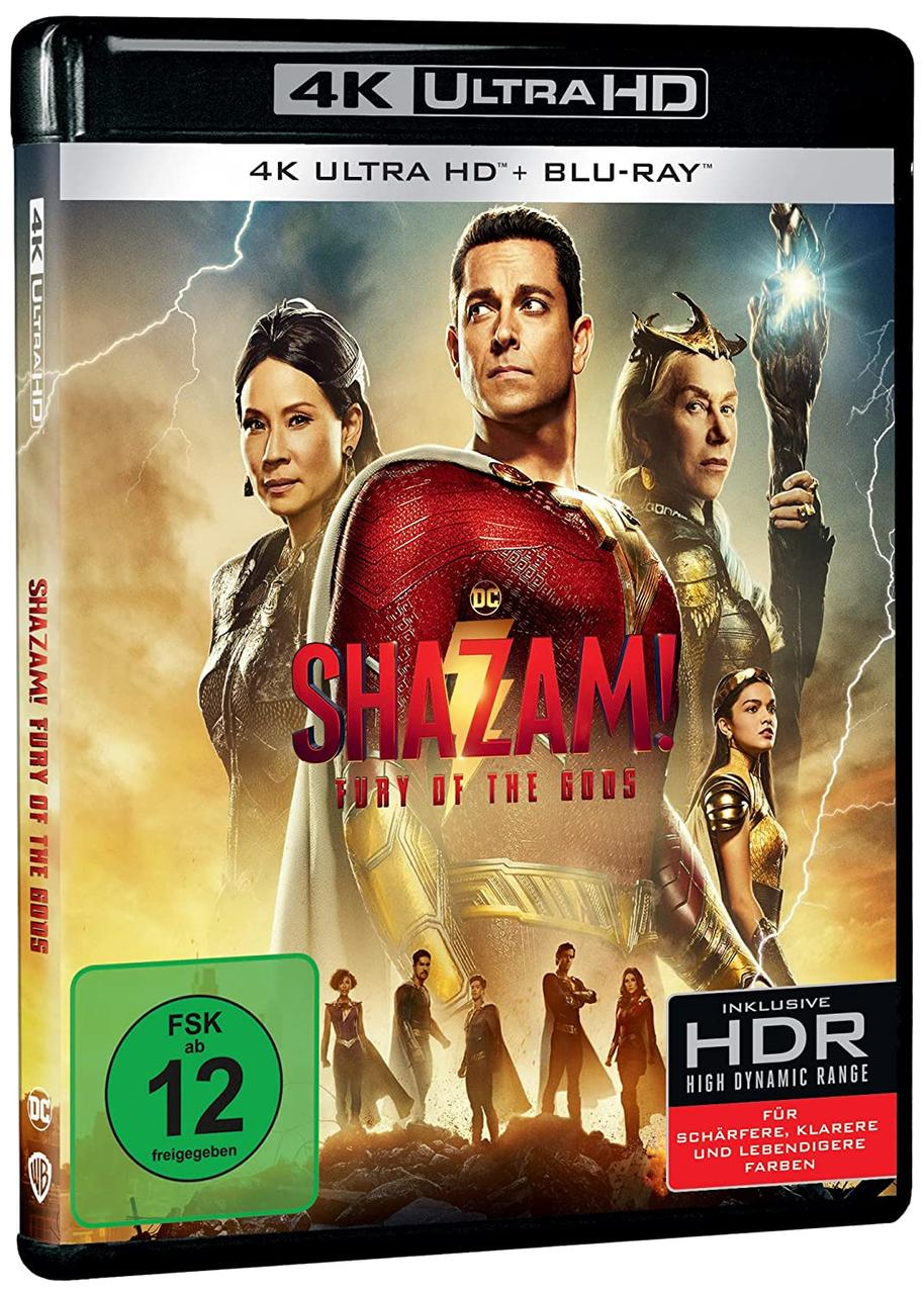 Shazam! Fury of the Gods Blu-ray-Cover mit Charakteren und Logo.