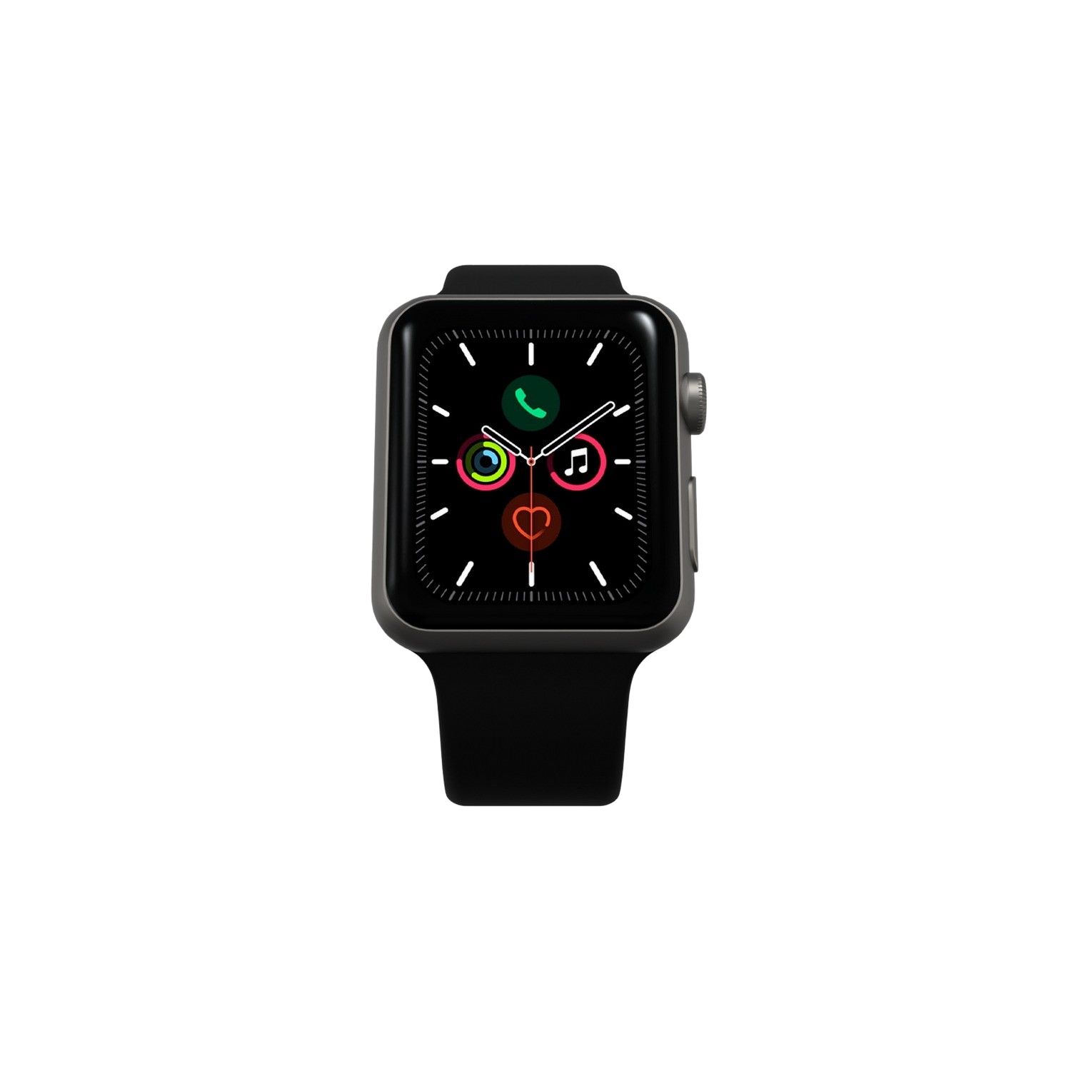 RENEWD Refurbished Apple Watch Series 5 44mm Spacegrijs Aluminium/Zwarte Sportband