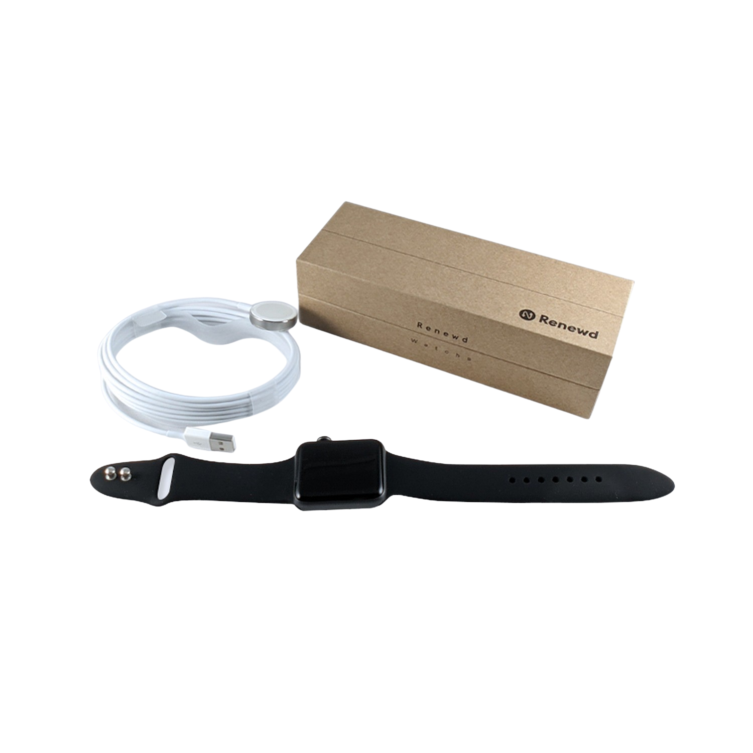 RENEWD Refurbished Apple Watch Series 5 44mm Spacegrijs Aluminium/Zwarte Sportband