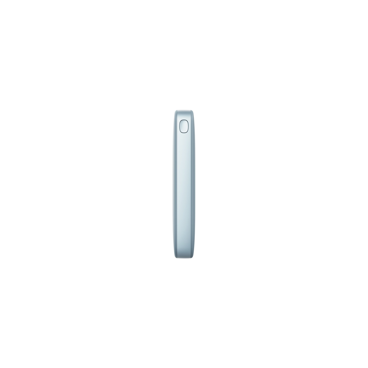 Un appareil rectangulaire bleu clair. Fond blanc.
