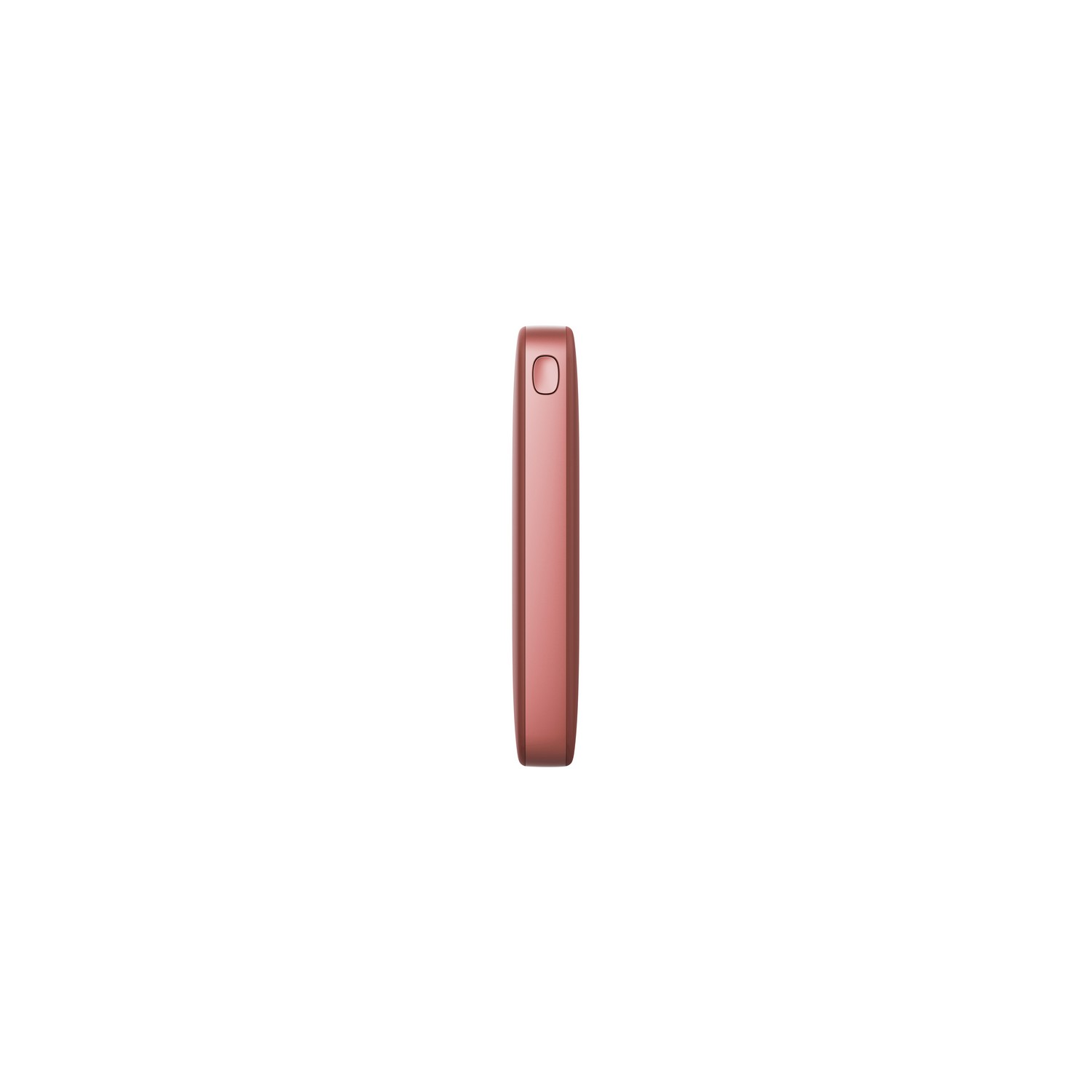 A rose-gold colored device viewed from the side, against a white background.