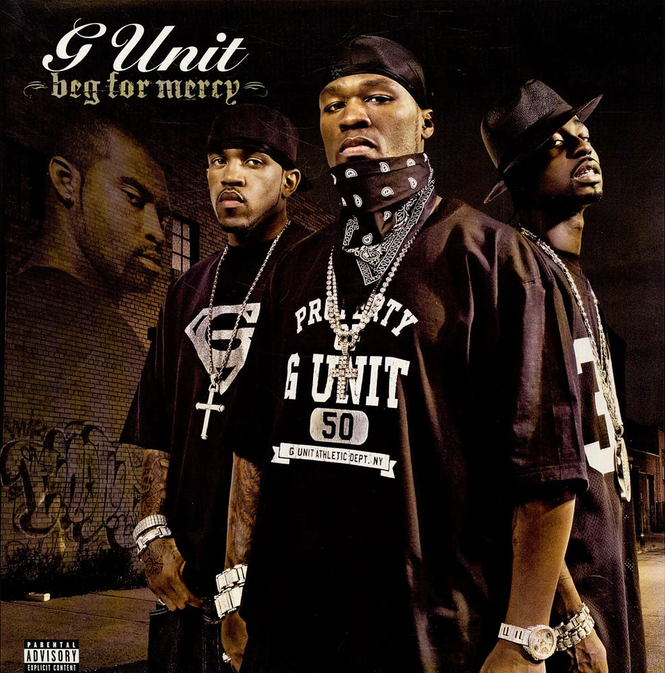 A G Unit album borítója, három fekete inget, kendőt és ékszert viselő férfi. A háttér egy téglafal és elmosódott képek.
