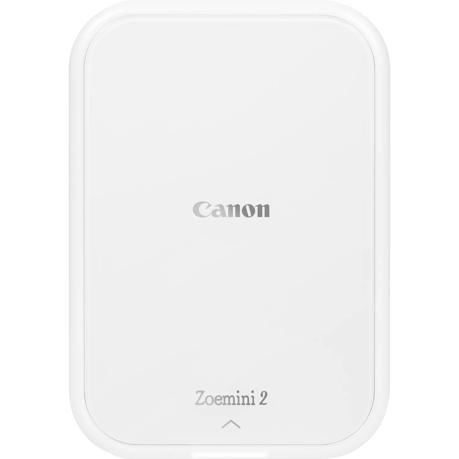 Ein weißes Canon Zoemini 2 Gerät. Das Canon-Logo befindet sich oben und der Name Zoemini 2 unten.
