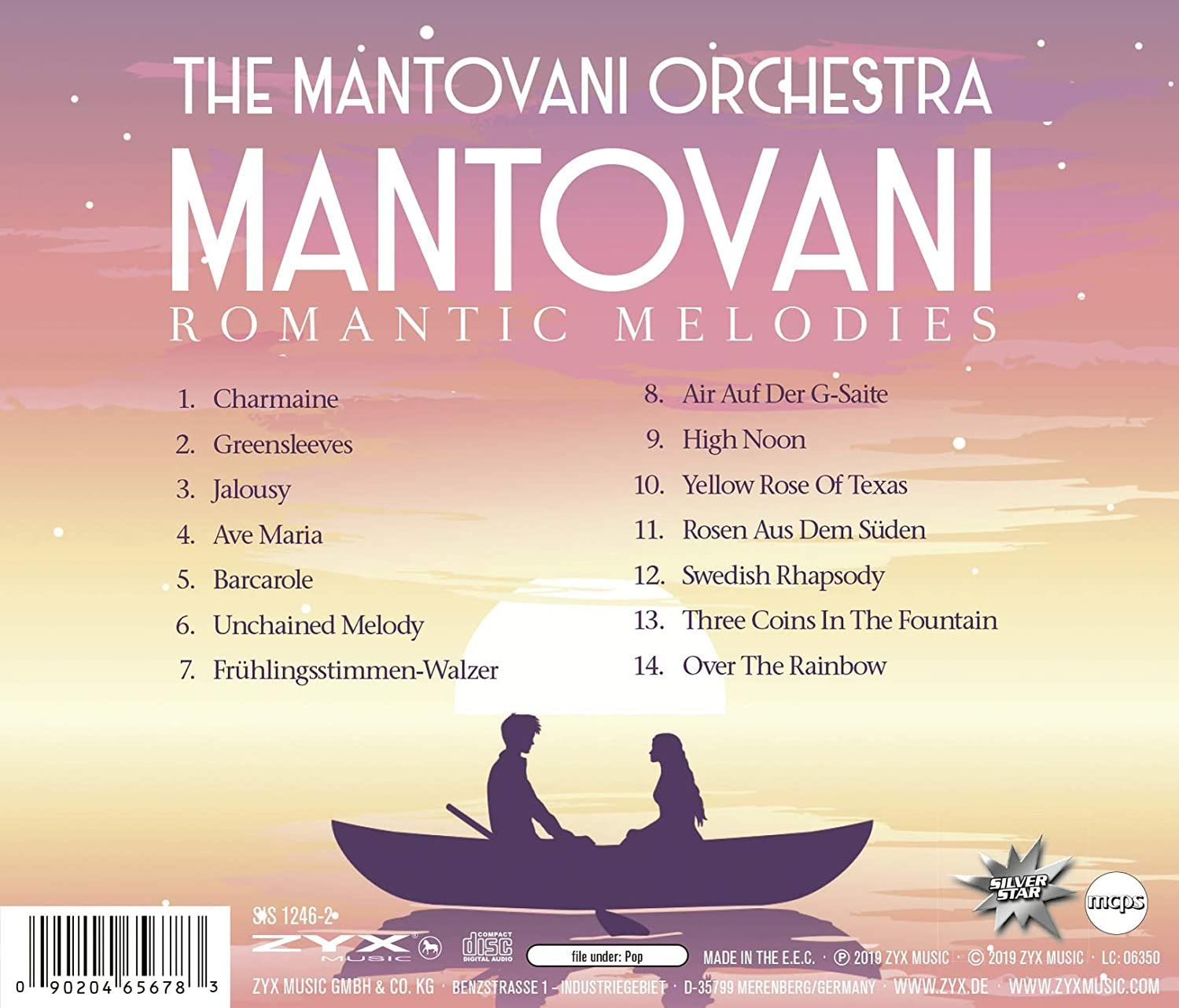 Die Rückseite einer CD-Hülle mit Titelliste und einer Silhouette von zwei tanzenden Personen, mit Lilastich.