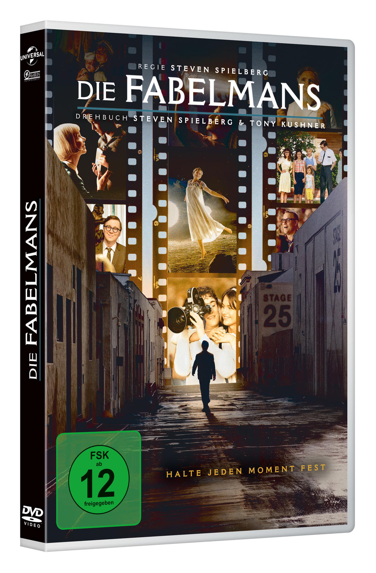 DVD-Cover für den Film 'Die Fabelmans' mit einem Filmstreifen und verschiedenen Szenen.
