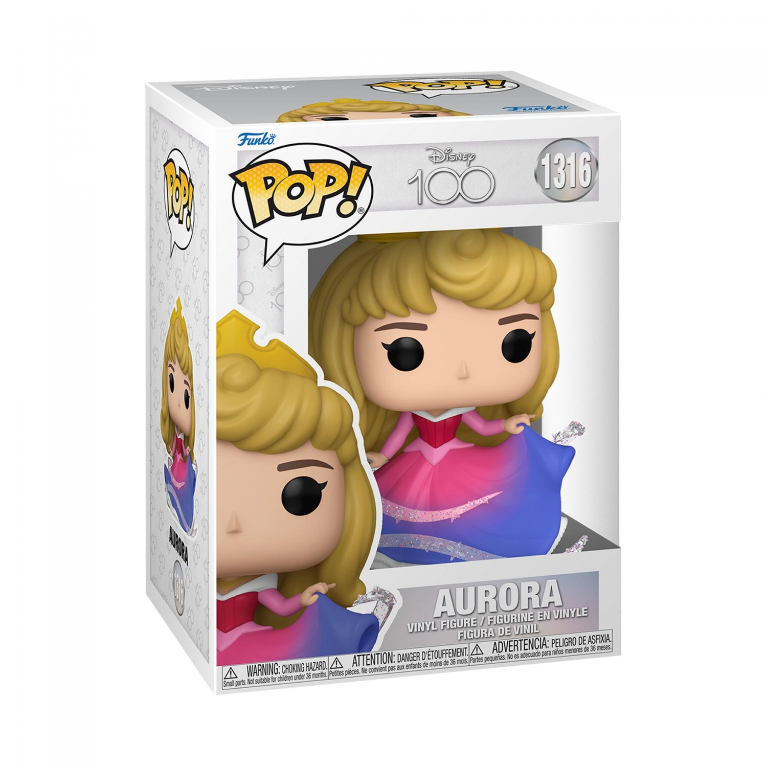 Figura de Aurora Funko Pop en caja, edición Disney 100.
