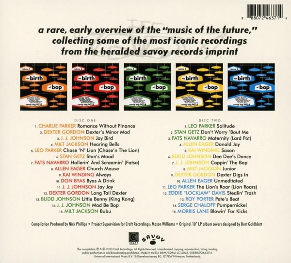Rückseite eines Musikalbums mit bunten Grafiken und einer Liste von Songtiteln. Savoy Records-Aufdruck.