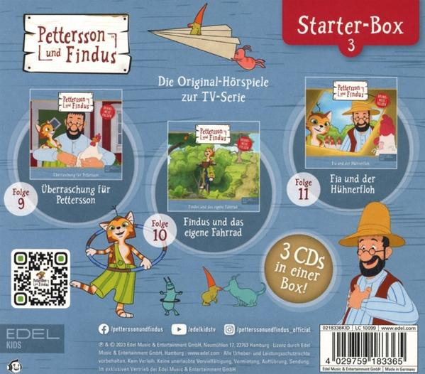 Box-Set mit farbenfrohen Illustrationen einer Katze und eines Mannes, Titel: 'Petterson und Findus'.