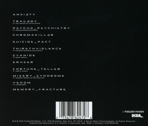 CD-Hülle hinten mit Songtiteln und Urheberrechtsinformationen.