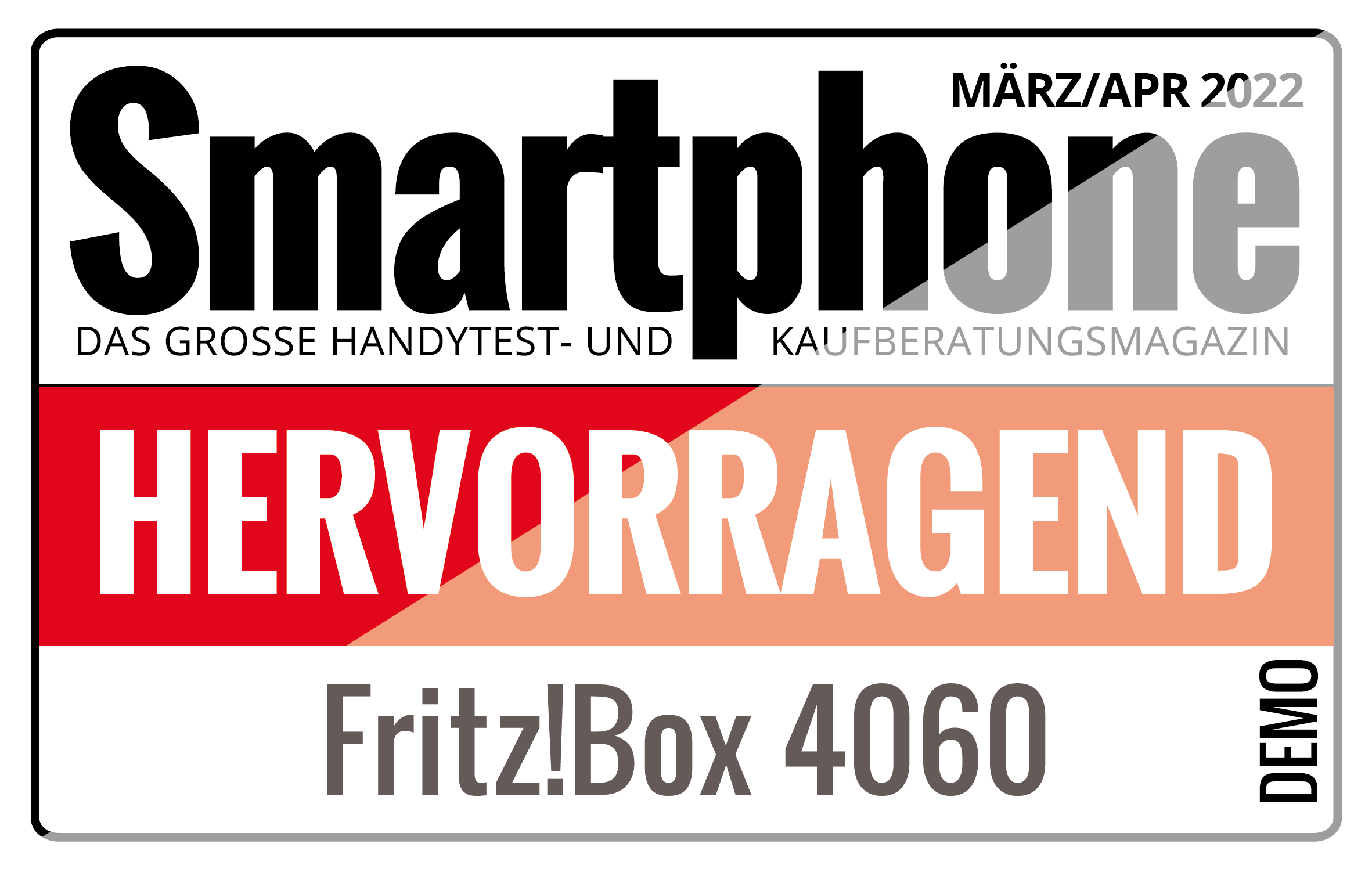 Ein Zeitschriften-Cover mit dem Titel 'Smartphone' und dem Text 'Hervorragend'.