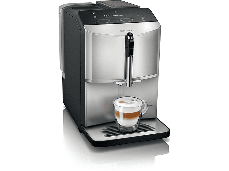 SIEMENS TF303E07 Kaffeevollautomat (Inox kaufen aus Keramik, bar) silver online Scheibenmahlwerk | 15 MediaMarkt metallic