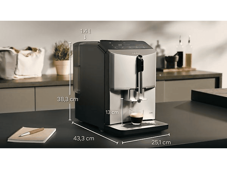 SIEMENS TF303E07 Kaffeevollautomat (Inox silver metallic, Scheibenmahlwerk aus Keramik, 15 bar) — Foto 4 von 5