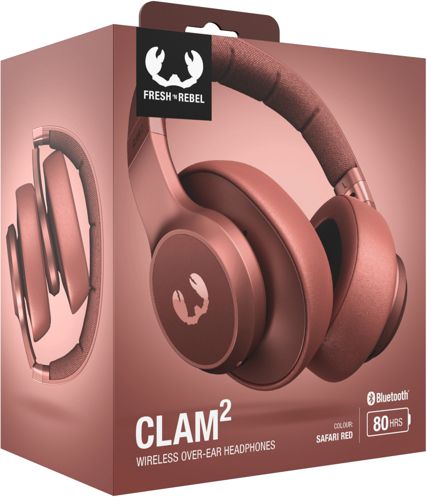 FRESH N REBEL 3HP4002SR CLAM2 WRLS HEADPHONES SAF RED Over-ear Casque audio sans fil Rouge