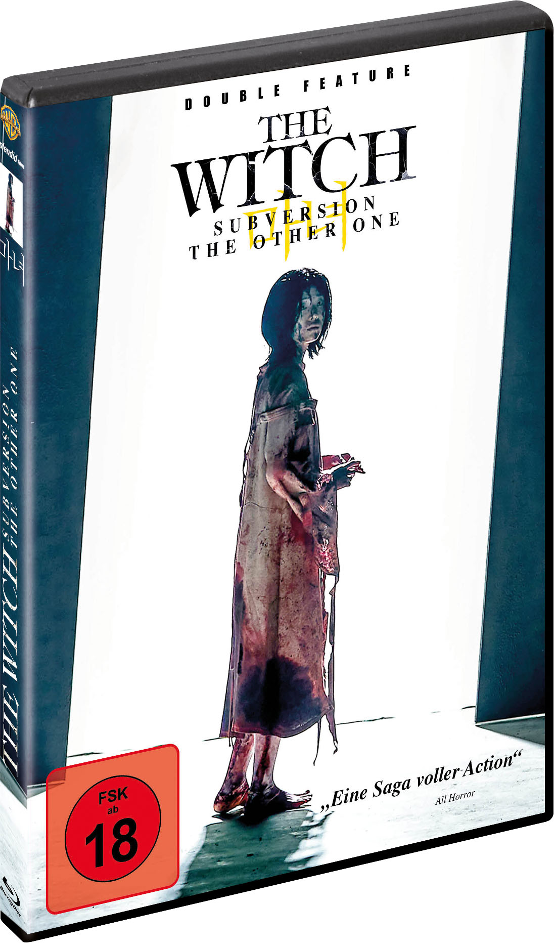 DVD-Hülle von 'The Witch: Subversion'. Eine Frau steht vor einem weißen Hintergrund. Rotes FSK 18-Abzeichen befindet sich unten links.
