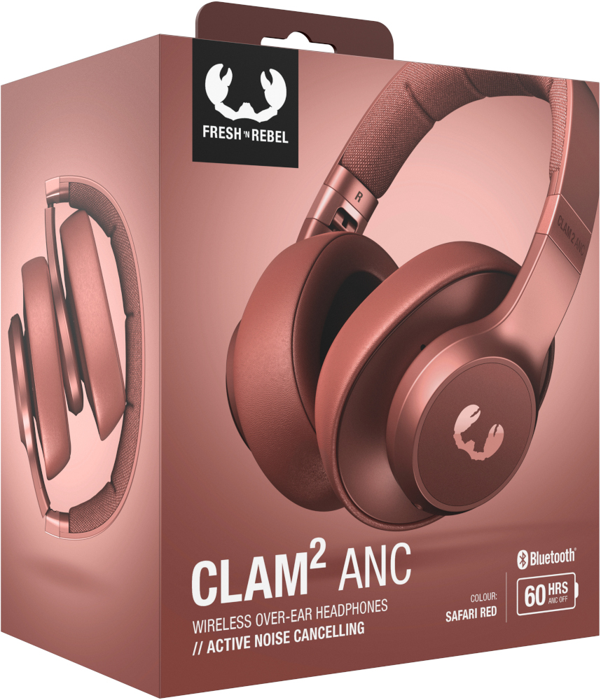 FRESH N REBEL 3HP4102SR CLAM2ANC WRLS HEADPHONES SAF RED Over-ear Casque audio sans fil Rouge