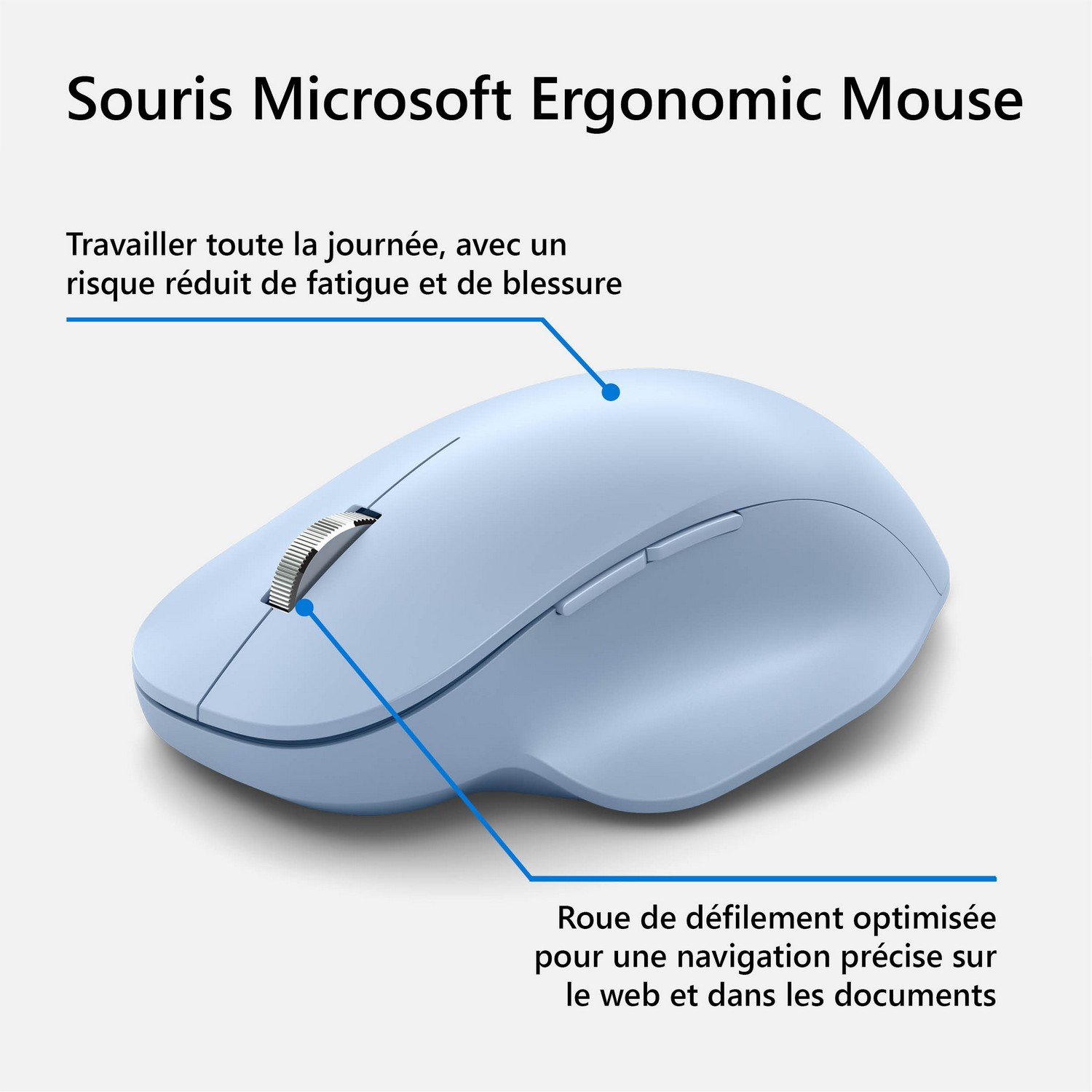 MICROSOFT Draadloze muis Ergonomic Blauw (222-00052)