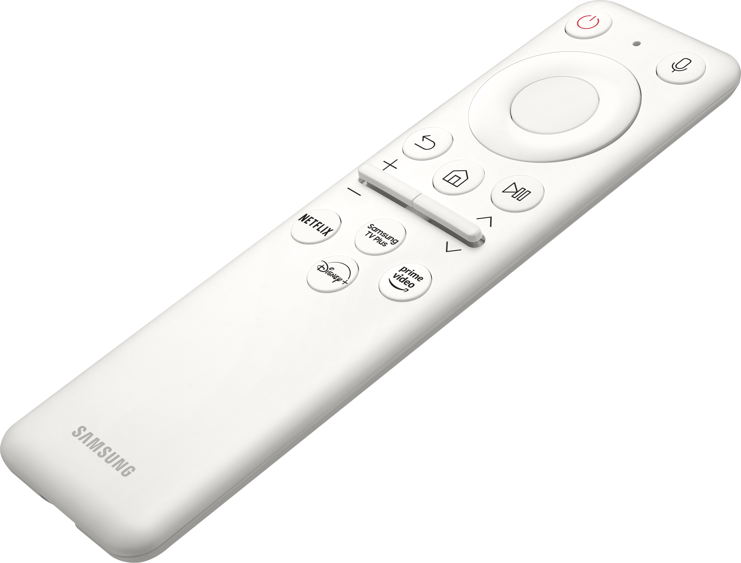 Une télécommande de télévision blanche avec des boutons et un logo Samsung.