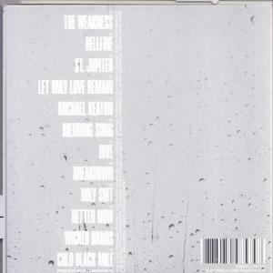Rückseite einer CD mit Titellisten, einem Barcode und einem strukturierten, weißen Hintergrund.